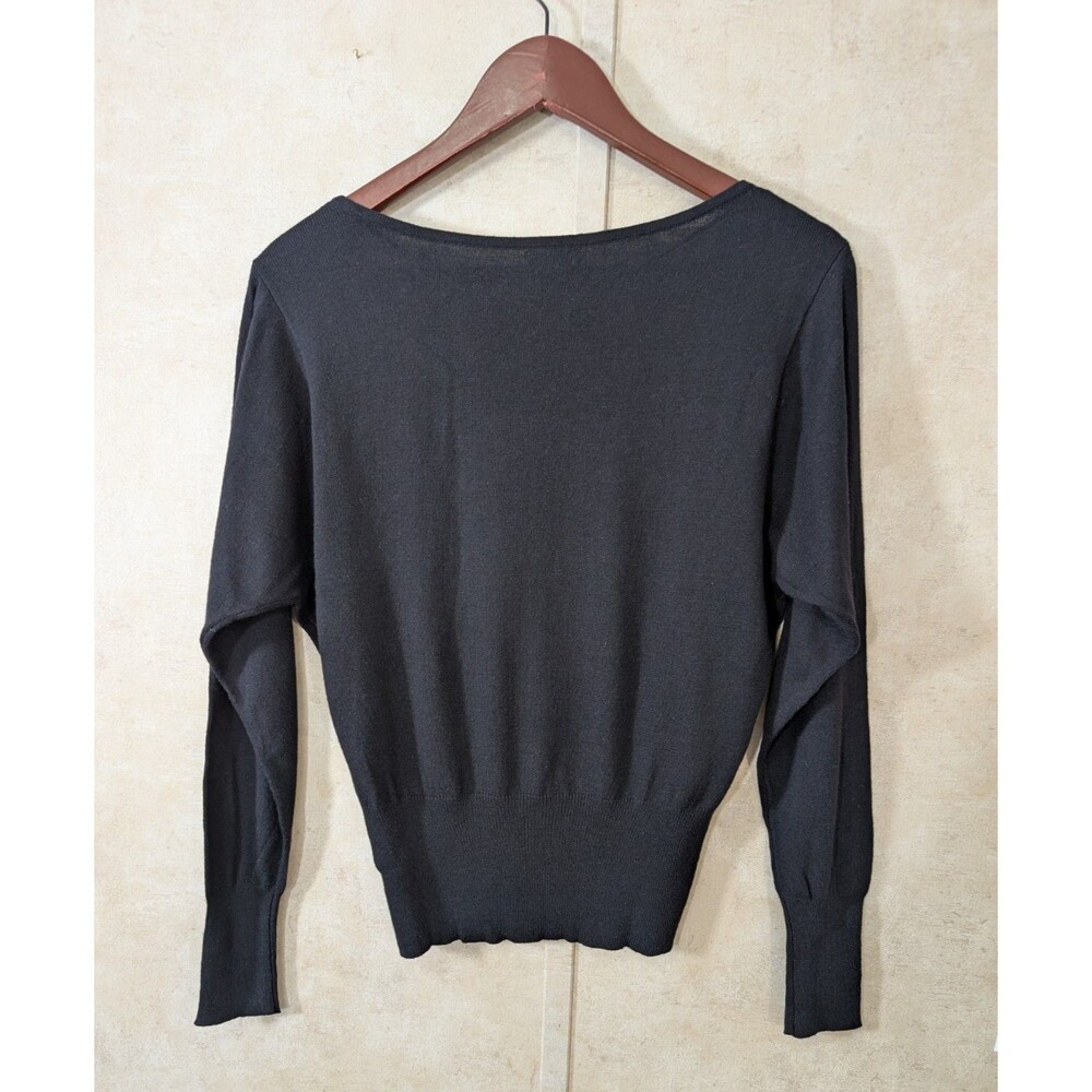 Worthington Top Womens S Black Sequin Knit Long Sleeve Pullover Party Holiday - Picture 3 of 9